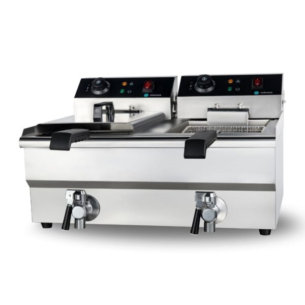 ФРИТЮРНИЦА HURAKAN HKN-FT1010N ДВОЙНАЯ С КРАНОМ 10+10 Л